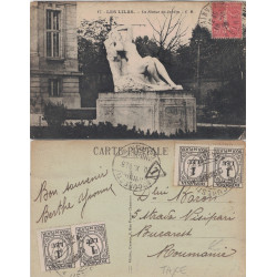 SEMEUSE - DESTINATION BUCAREST - ROUMANIE - CARTE POSTALE DE ROMAINVILLE - SEINE - LE 16-10-1928 - TIMBRE TAXE ROUMAIN.