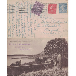 SEMEUSE - DESTINATION BEOGRAD - SERBIE - CARTE POSTALE DE MENTON - LE 13-1-1931 - TIMBRE TAXE SERBE.