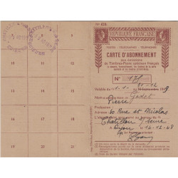 COTE D'OR - CHATILLON/SEINE - PA 18 ET 19 SUR CARTE D'ABONNEMENT AUX TIMBRES POSTES.