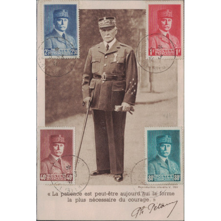 CARTE MAXIMUM - PETAIN - AVEC 4 TIMBRE - LE 5-3-1941.