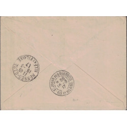 INDES - ENTIER POSTAL 10c AVEC COMPLEMENT 30c RECOMMANDE DE PONDICHERY POUR LA FRANCE - 14-2-1917 - RARE.