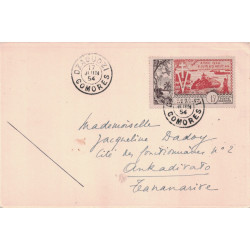 COMORES - DZAOUDZI - LE 17 JUIN 1954 - PA N°4 SEUL SUR CARTE.
