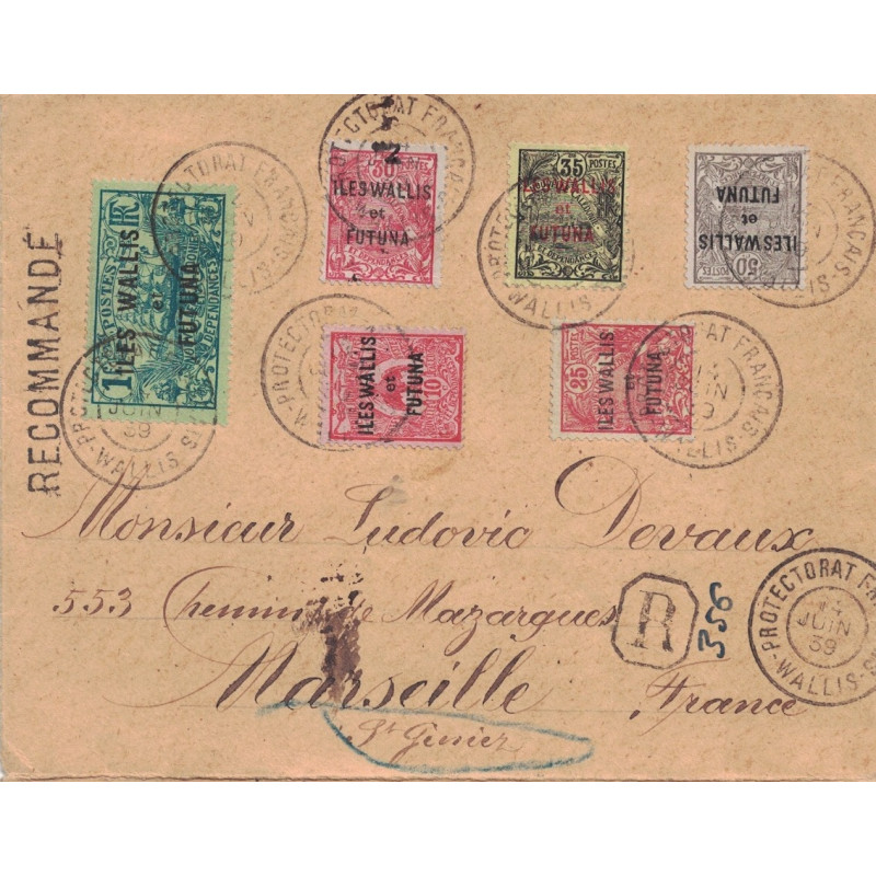 WALLIS ET FUTUNA - CACHET PROTECTORAT FRANCAIS - WALLIS - LETTRE RECOMMANDEE POUR LA FRANCE.