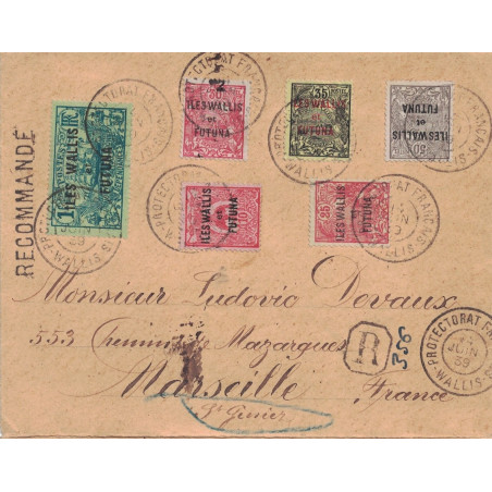 WALLIS ET FUTUNA - CACHET PROTECTORAT FRANCAIS - WALLIS - LETTRE RECOMMANDEE POUR LA FRANCE.