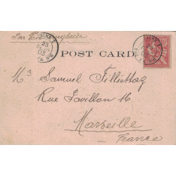 MOUCHON - LIGNE T - PAQ.FR.N°6 - SUR CARTE POSTALE DE SYDNEY - LE 25-2-1903.