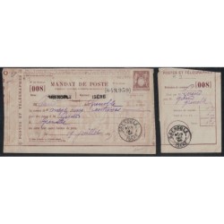 SAGE - MANDAT POSTE - GRENOBLE - ISERE - 9 JUILLET 1895 - AVEC RECEPISSE - SIGNATURE BAUDOT.