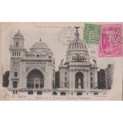 PARIS - EXPOSITION 1900 DRAPEAU - 22-8-1900 - SAGE 5c AVEC VIGNETTE - SUPERBE.