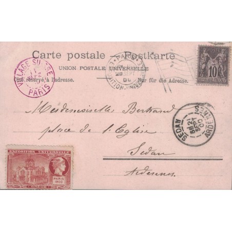 PARIS - EXPOSITION 1900 DRAPEAU - 20-9-1900 - SAGE 10c AVEC VIGNETTE - SUPERBE.