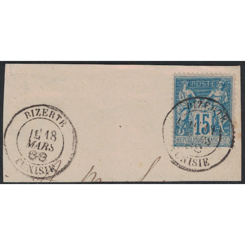 No090 - BIZERTE - TUNISIE - CACHET A DATE - 18-3-1889 - FRAGMENT DE LETTRE..