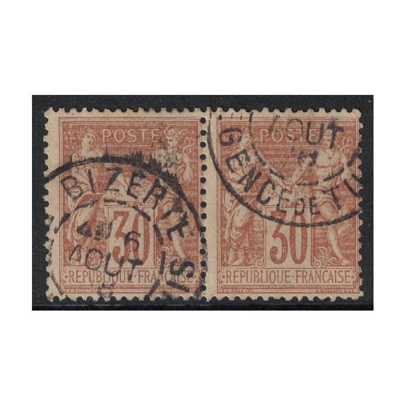 No080 - BIZERTE - REGENCE DE TUNIS - CACHET A DATE - SAGE EN PAIRE.