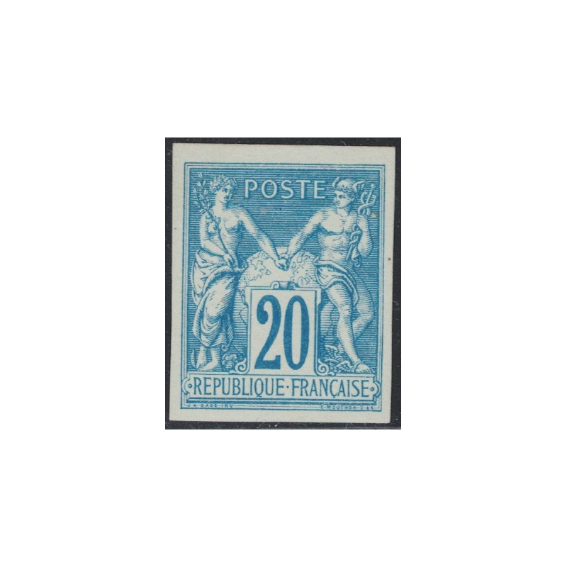 No073b - 20c SAGE BLEU EMISSION DES REGENTS SANS TEINTE DE FOND.