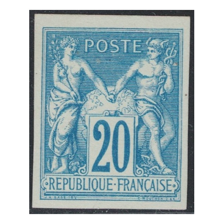 No073b - 20c SAGE BLEU EMISSION DES REGENTS SANS TEINTE DE FOND.