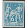 No073b - 20c SAGE BLEU EMISSION DES REGENTS SANS TEINTE DE FOND.