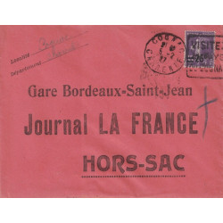CHARENTE - COGNAC - DAGUIN - SEMEUSE N°218 SUR SUR ENVELOPPE HORS SAC - LE 5-2-1927 - PEU COURANT