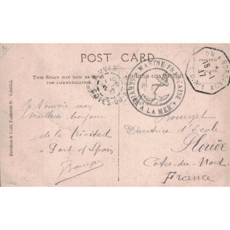 COLON A BORDEAUX L.D.N°1 - CARTE POSTALE DE LA TRINIDAD A PORT OF SPAIN.
