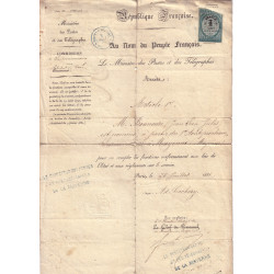 MINISTERE DES POSTES - NOMINATION DE SURNUMERAIRE A MAYENNE - D'UN AIDE AU BREAU DE POSTE DE TONNEINS - LOT ET GARONNE.