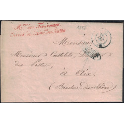 ADMINISTRATION DES POSTES - LETTRE EN FRANCHISE AVEC RARE CACHET DE VERIFICATION - SIGNATURE DU MINISTRE.