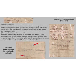 MARSEILLE - LAZARET D'ARENC - LETTRE DU LAZARET LE  23-5-1819.