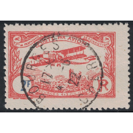 VIGNETTE - POSTE AERIENNE - MEETING DE BOURGES - DU 4 AU 6 JUIN 1922 - N°7 VIGNETTE SEMI OFFICIELLE 2F  - COTE 20€.