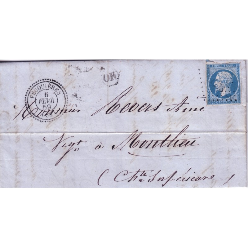 OISE - FEUQUIERES T22 6-2-1859 No14 OBL.PC1504 +OR.