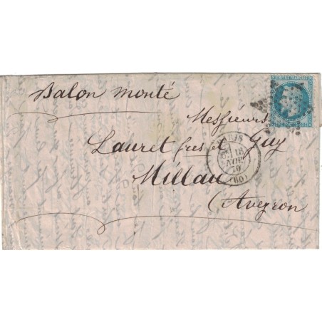 BALLON MONTE - LE GENERAL UHRICH - POUR MILLAU - AVEYRON - EMPIRE No29 ETOILE PLEINE - LE 18 NOVEMBRE 1870.