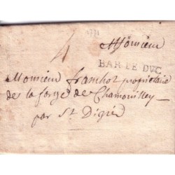 MEUSE - BAR LE DUC 14 AVRIL 1771 + TAXE 4 MANUSCRITE.
