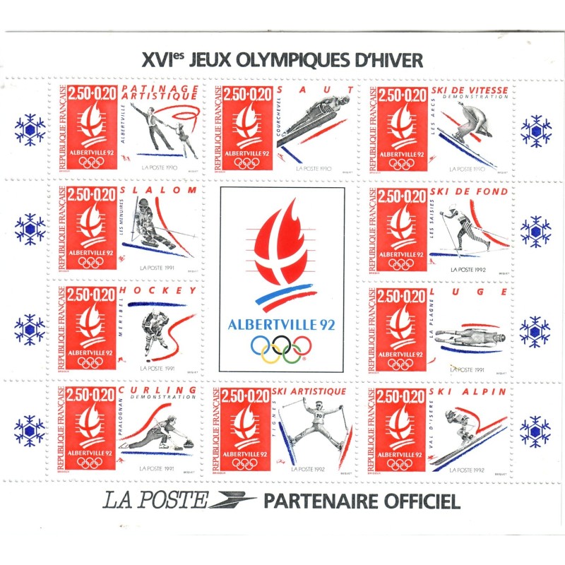 BLOC FEUILLET No0014 - JEUX OLYMPIQUES D'HIVER - ALBERVILLE 92.