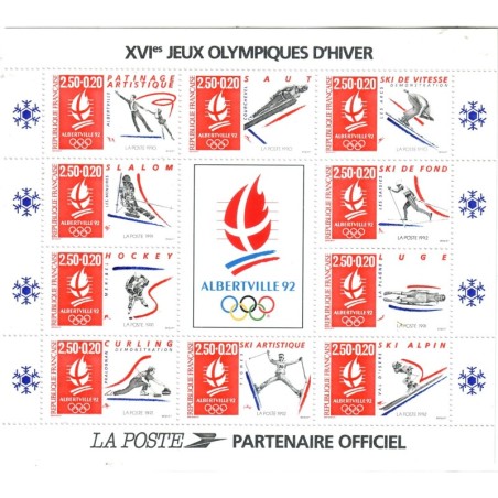 BLOC FEUILLET No0014 - JEUX OLYMPIQUES D'HIVER - ALBERVILLE 92.