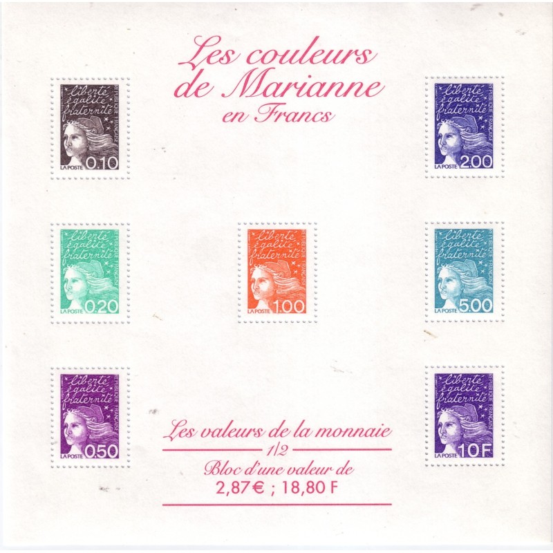 BLOC FEUILLET No0041 - LES COULEURS DE MARIANNE.