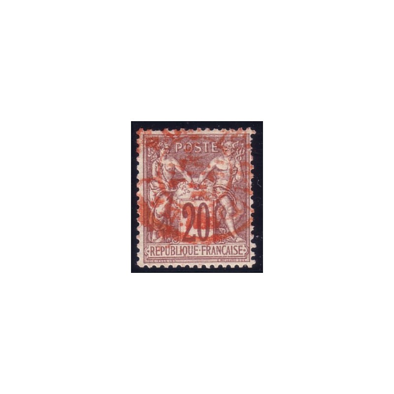 No067 - 20c BRUN SAGE - OBLITERATION ROUGE DES IMPRIMES.