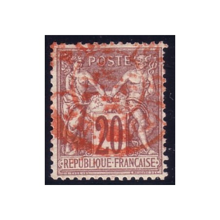 No067 - 20c BRUN SAGE - OBLITERATION ROUGE DES IMPRIMES.