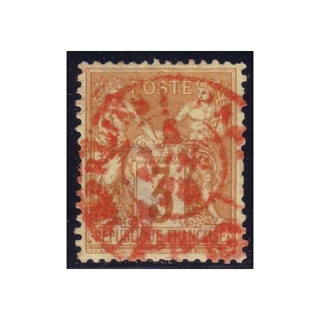 No086 - 3c JAUNE SAGE - OBLITERATION ROUGE DES IMPRIMES.