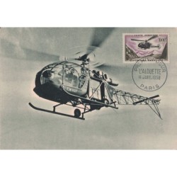 ALOUETTE II - HELICOPTERE - CARTE MAXIMUM - 1000F AVIATION - No37 - 11-1-1958.