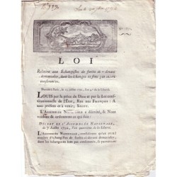 LOI - RELATIVE AUX ECHANGISTES DE FORETS - 13 JUILET 1792.