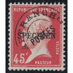 COURS D'INSTRUCTION - PREO - No67-CI 1 - SURCHARGE SPECIMEN - TRACE CHARNIERE - COTE 270€..