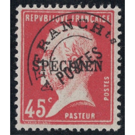 COURS D'INSTRUCTION - PREO - No67-CI 1 - SURCHARGE SPECIMEN - TRACE CHARNIERE - COTE 270€..