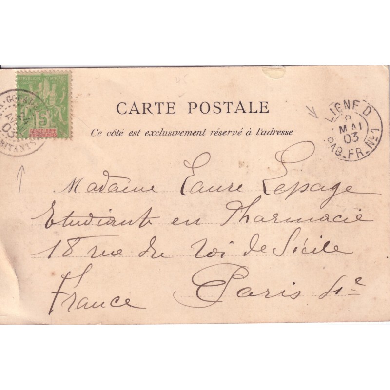 GUADELOUPE - VIEUX HABITANTS 24-4-1903  - LIGNE D PAQ.FR.No1.