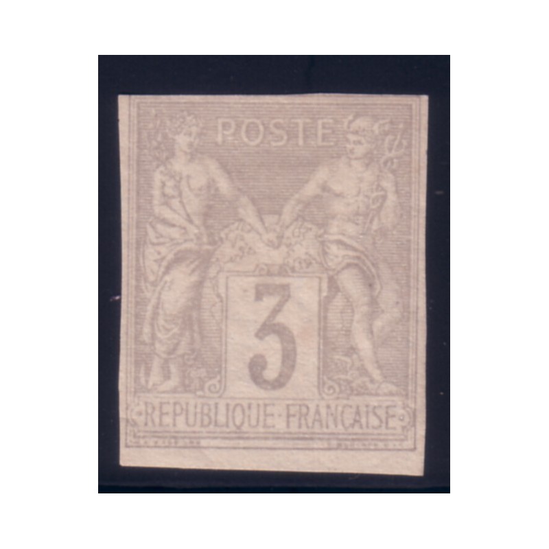 No087c - 3c SAGE GRIS NON DENTELE - SANS GOMME.