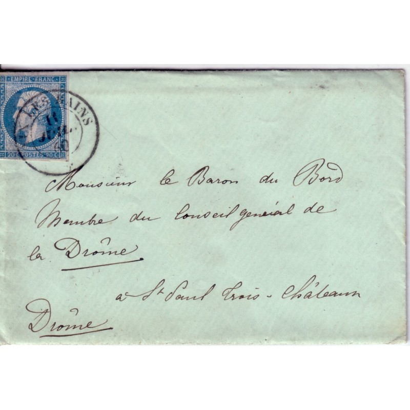SAVOIE-No14 DE FRANCE CACHET SARDE AIX LES BAINS DU 11 JUILLET 1860