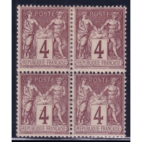 No088 - SAGE 4c BRUN BLOC DE 4 NEUF TRACE DE CHARNIERE.