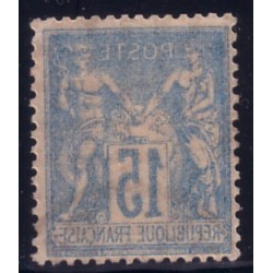No090 - SAGE 15c  OBLITERE - VARIETE RECTO VERSO.