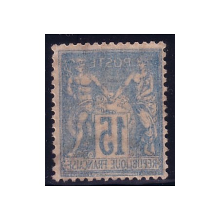 No090 - SAGE 15c  OBLITERE - VARIETE RECTO VERSO.