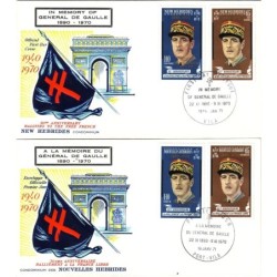 NOUVELLES HEBRIDES - GENERAL DE GAULLE - 2 ENVELOPPES LEGENDE FRANCAISE ET ANGLAISE.