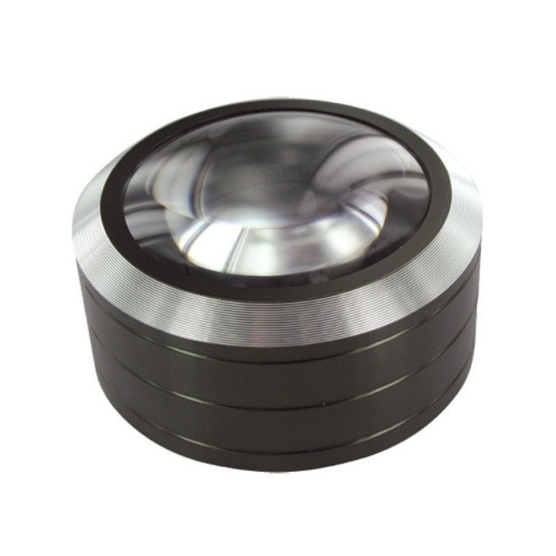 LAMPE LOUPE LED - METAL NOIR ET BORDURE ALUMINIUM.