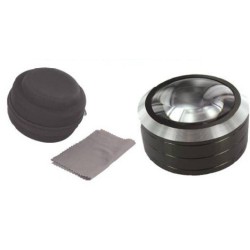 LAMPE LOUPE LED - METAL NOIR ET BORDURE ALUMINIUM.