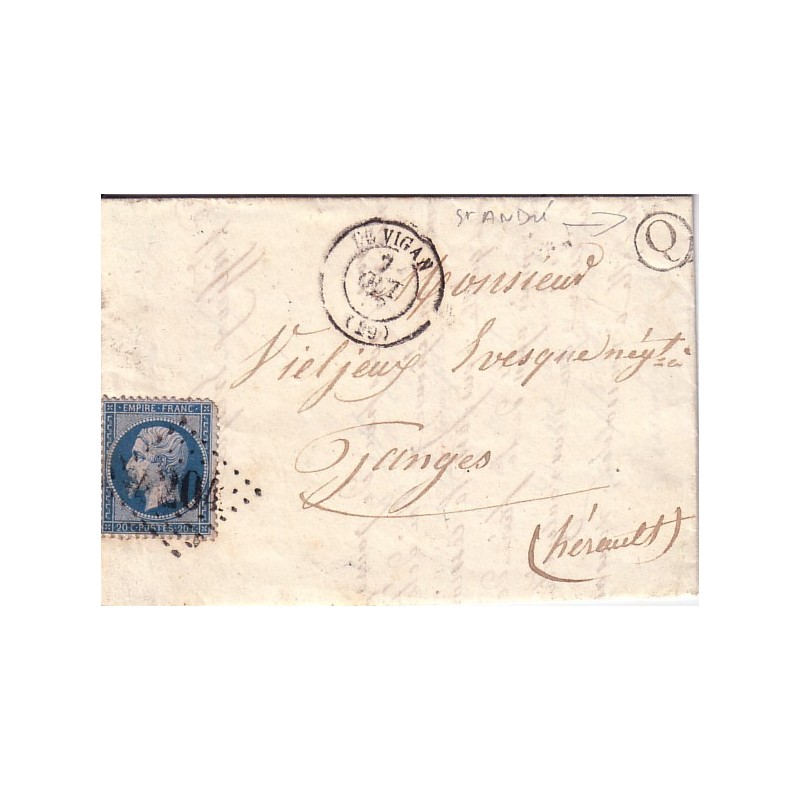 GARD - LE VIGAN 7 OCTOBRE 1863 AVEC BOITE RURALE