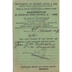 PARIS 4 R.D'ENGHIEN 25-3-1890-CARTE PRIVEE INSTRUMENTS DE MUSIQUE.