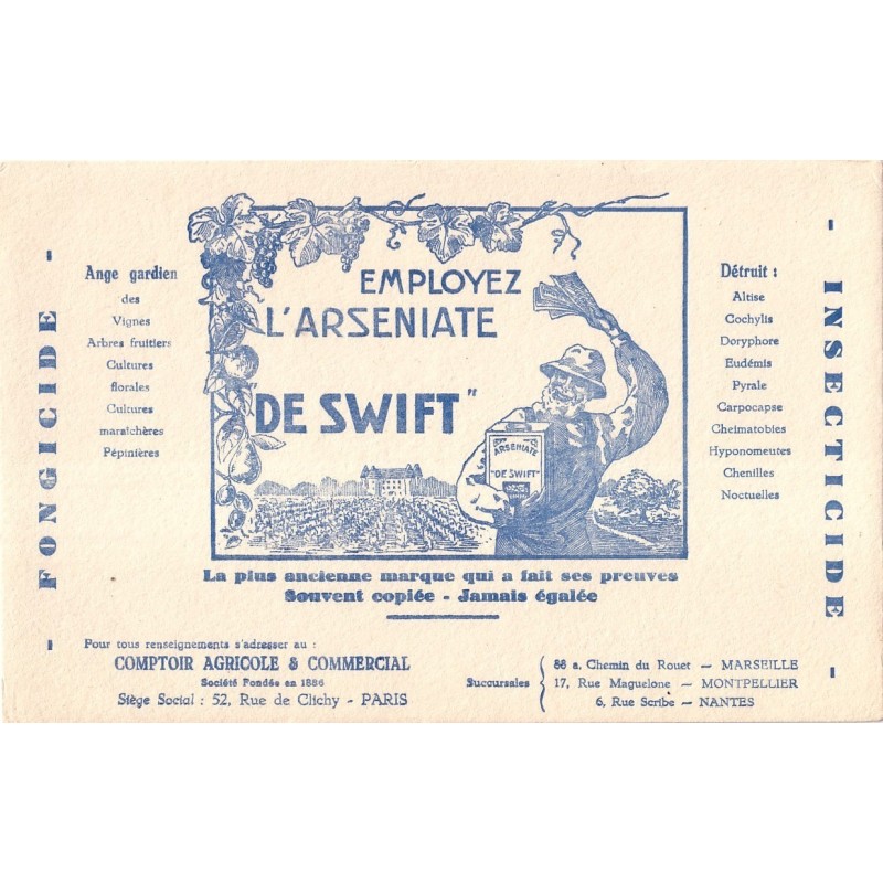 PARIS - BUVARD NEUF - EMPLOYER L'ARSENIATE DE SWIFT.