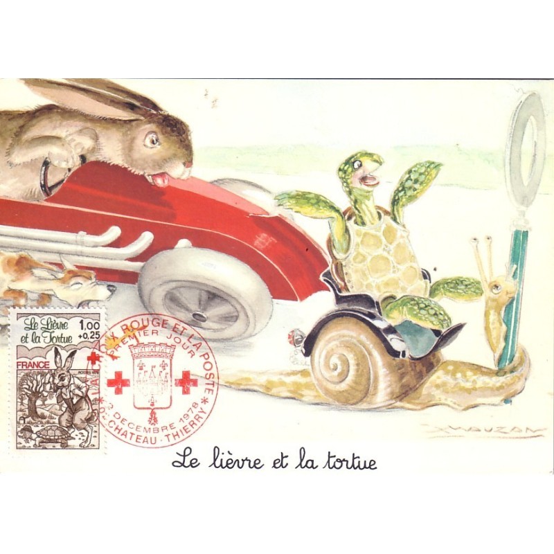 CARTE MAXIMUM - CROIX ROUGE - LE LIEVRE ET LA TORTUE.