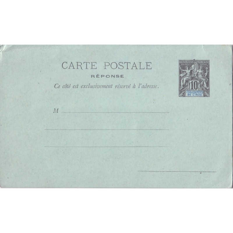 INDE - CARTE POSTALE REPONSE NEUVE - 10c TYPE GROUPE.